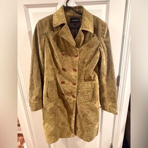 Express Women's Vintage Y2K Green Paisley Corduroy Coat Size 8- RARE!